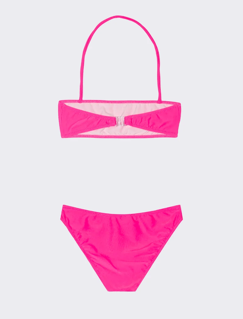 Bikini da bambina con decorazione in strass. - Rosa