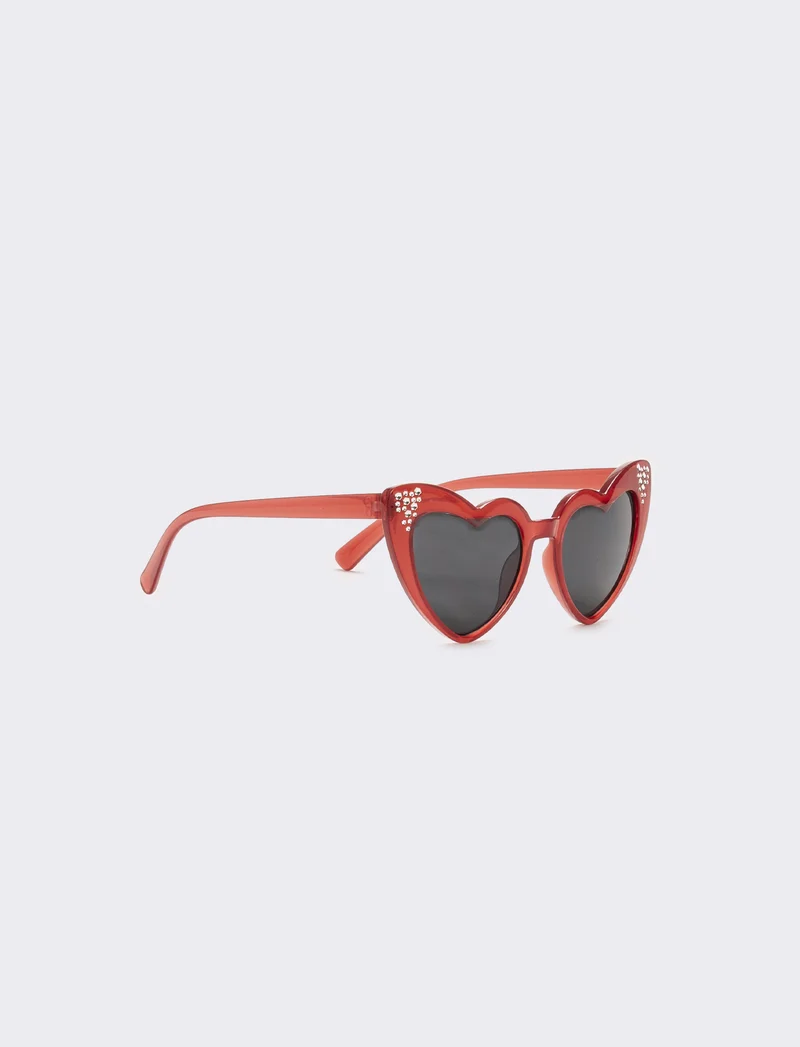 Occhiali da sole a cuore con strass - Bordeaux