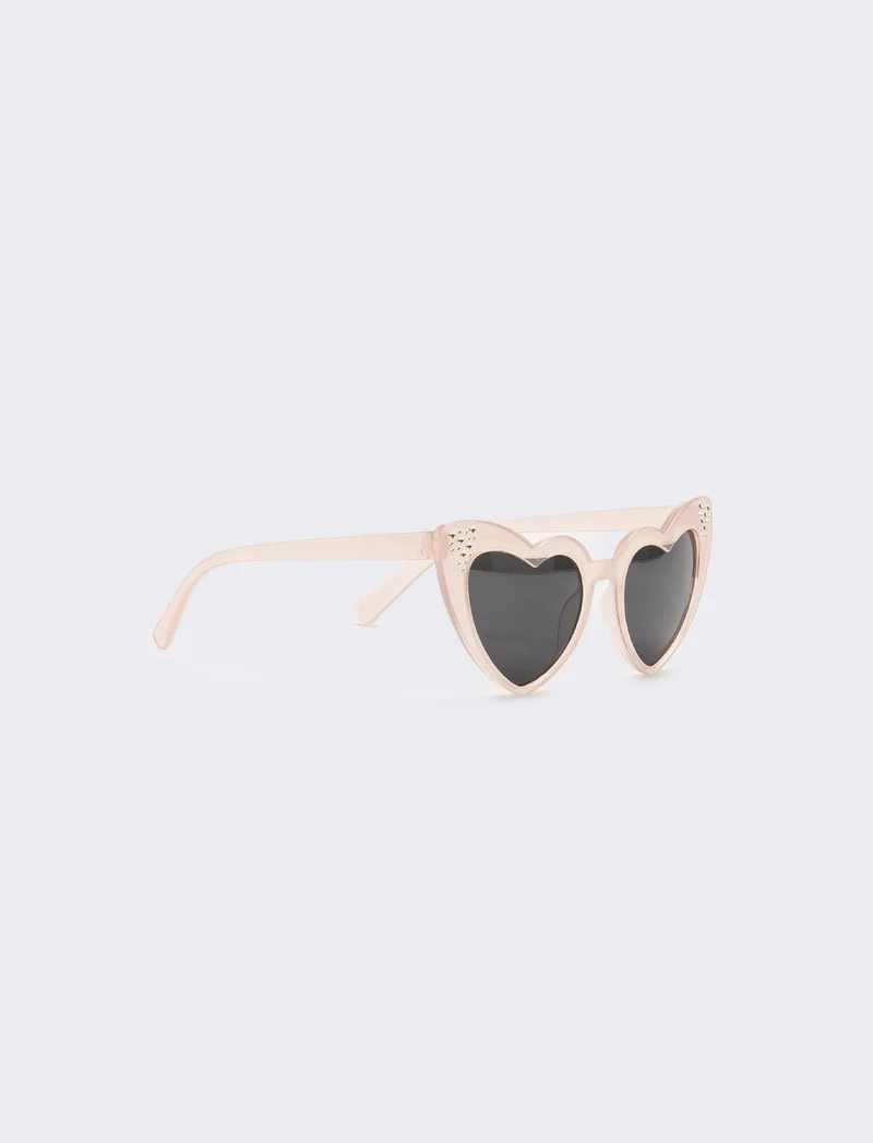 Occhiali da sole a cuore con strass - Rosa