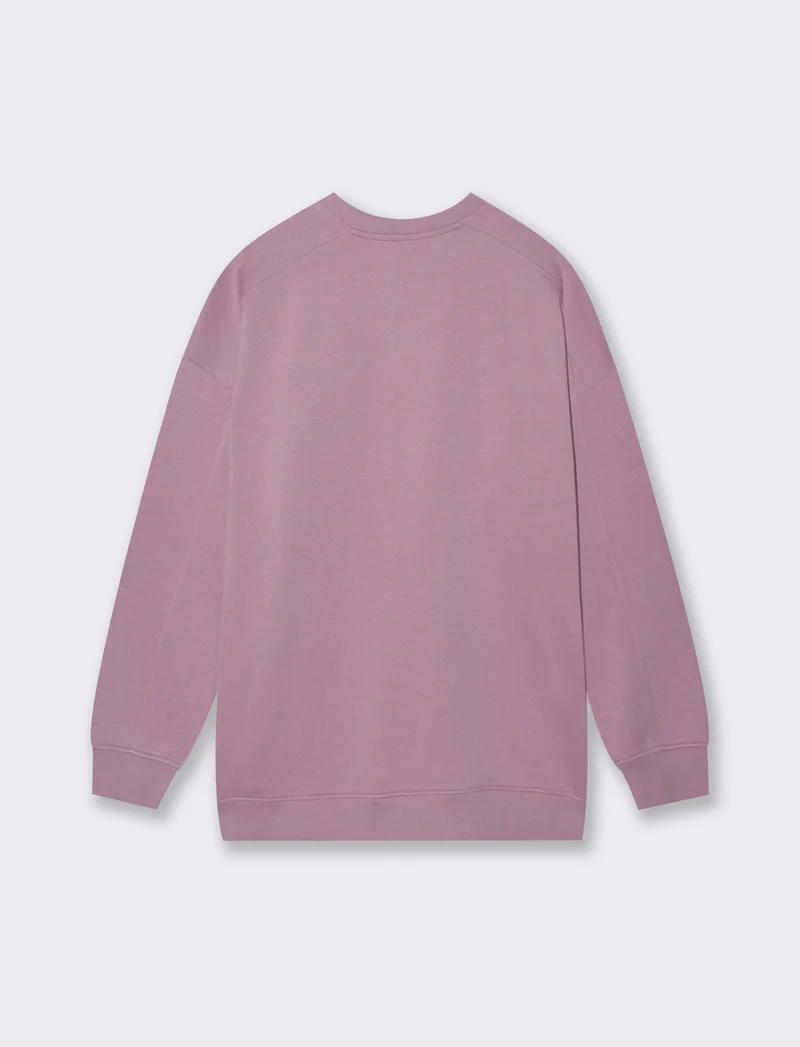 Felpa Basic Girocollo Oversize - Viola glicine