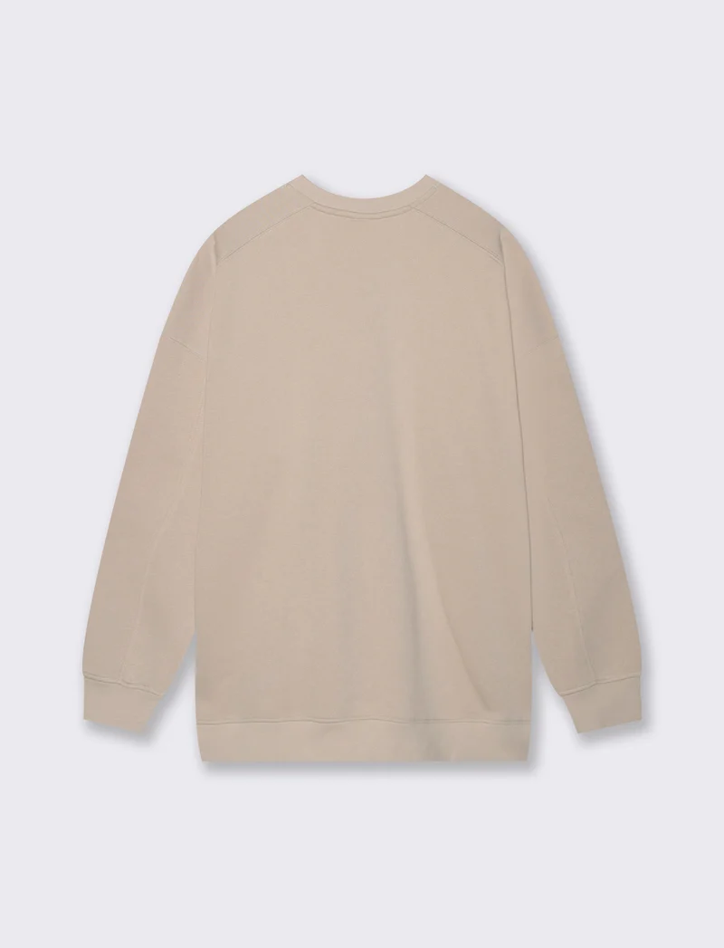 Felpa Basic Girocollo Oversize - Beige grano