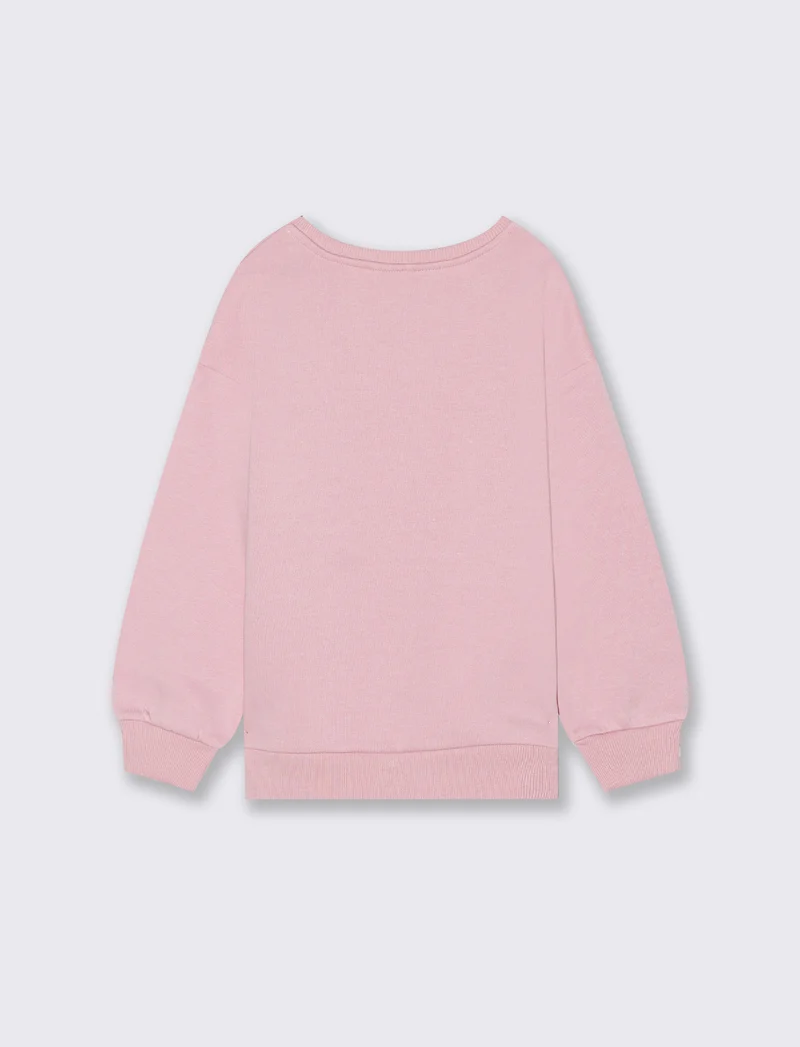 Felpa girocollo in cotone. - Rosa
