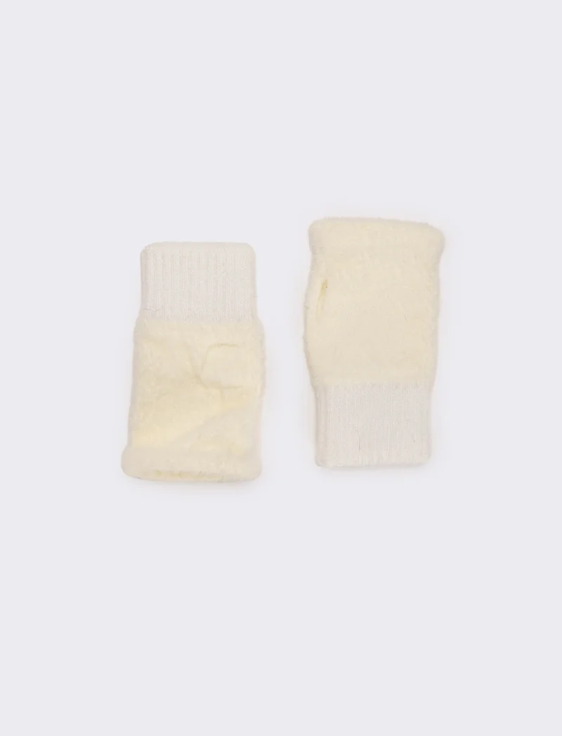 Guanti senza dita elastici donna - Bianco