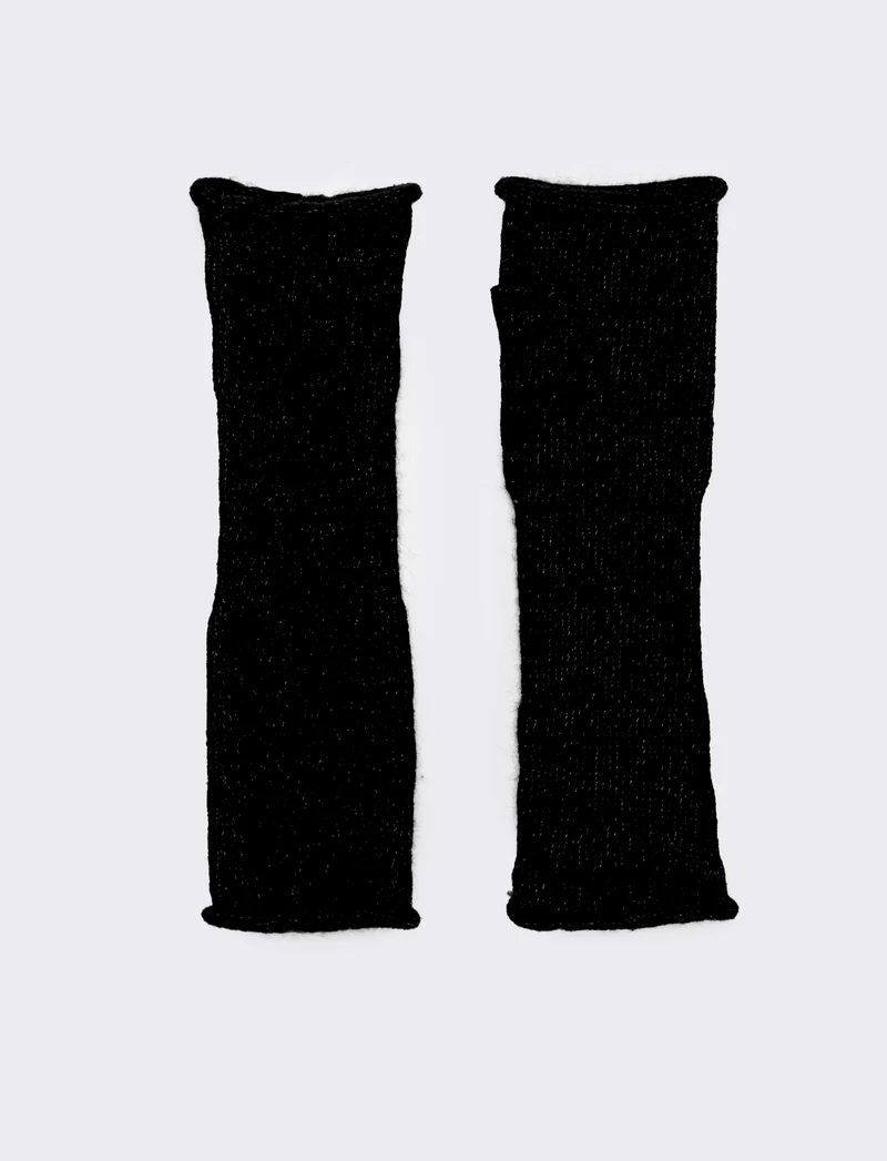 Guanto manicotto con dito lurex donna - Nero