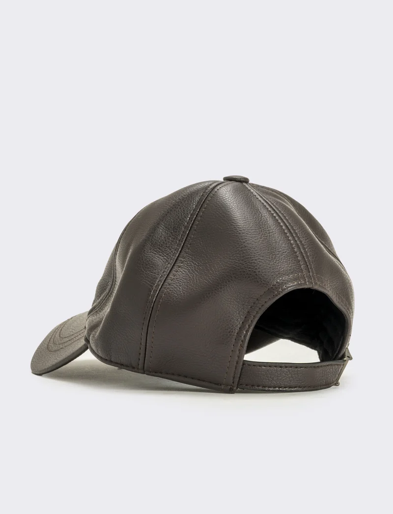 Cappello baseball liscio in pvc uomo - Marrone