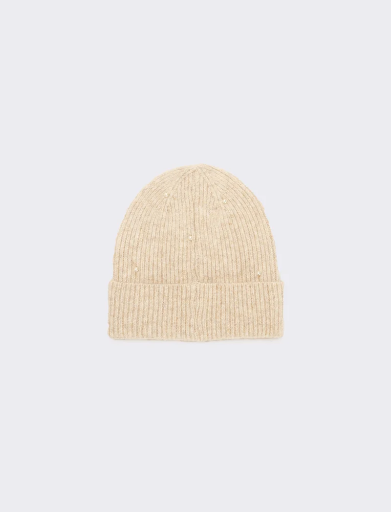 Cappello con fiocchetti in perle - Beige