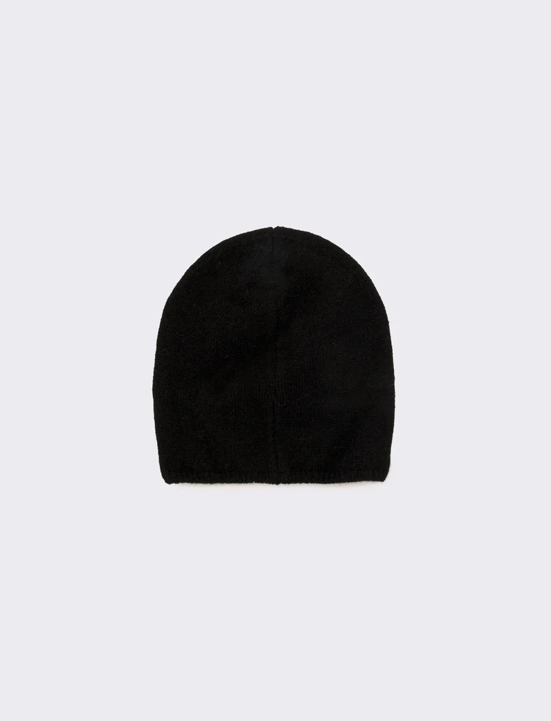 Cappello cuffia con fiocchetti velluto - Nero