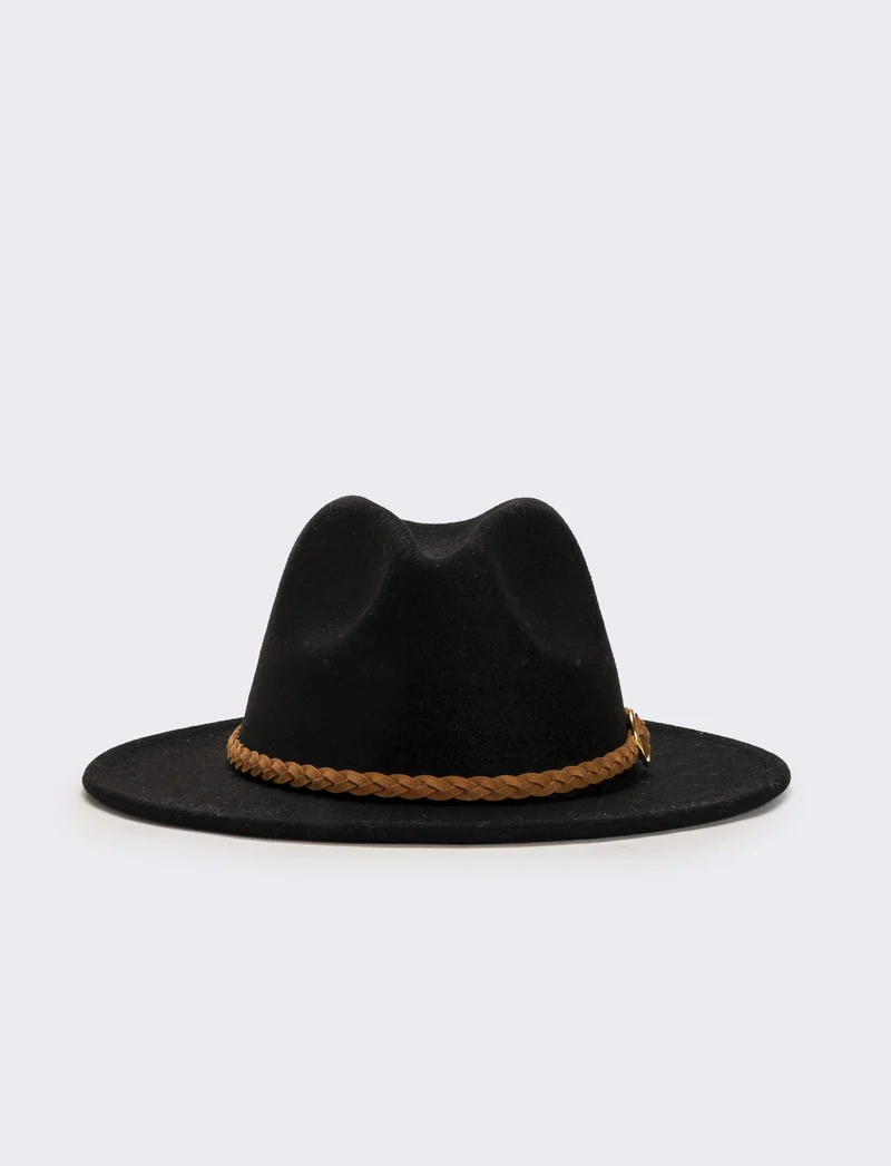Cappello cowboy leopardato e nero - Nero