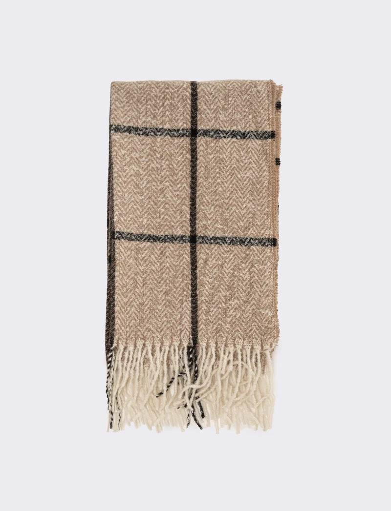 Sciarpa rigato e quadri uomo - Beige