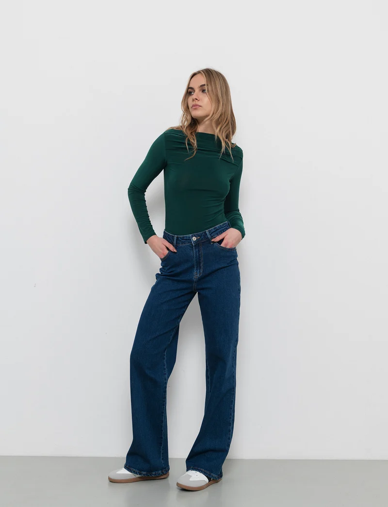 Body con scollo a barca - Verde