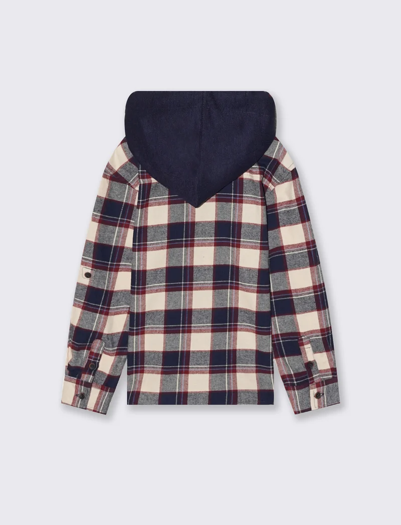 Camicia in flanella con cappuccio - Fantasia