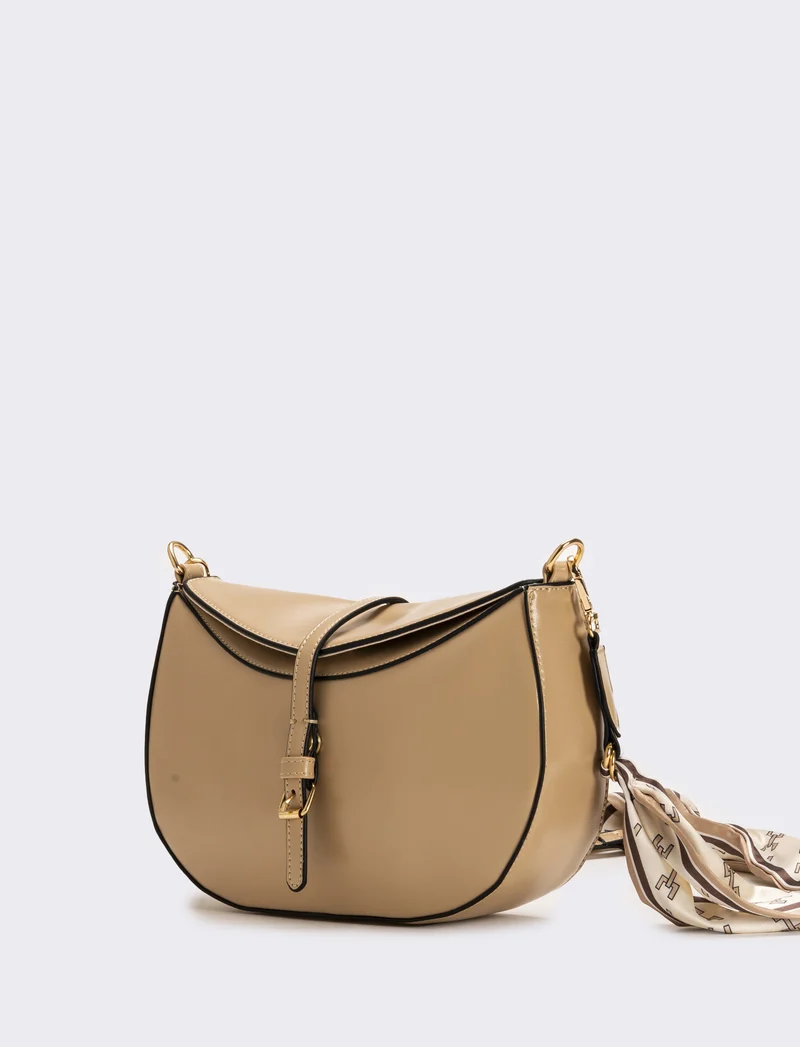 Tracolla donna con foulard varie stampe - Beige