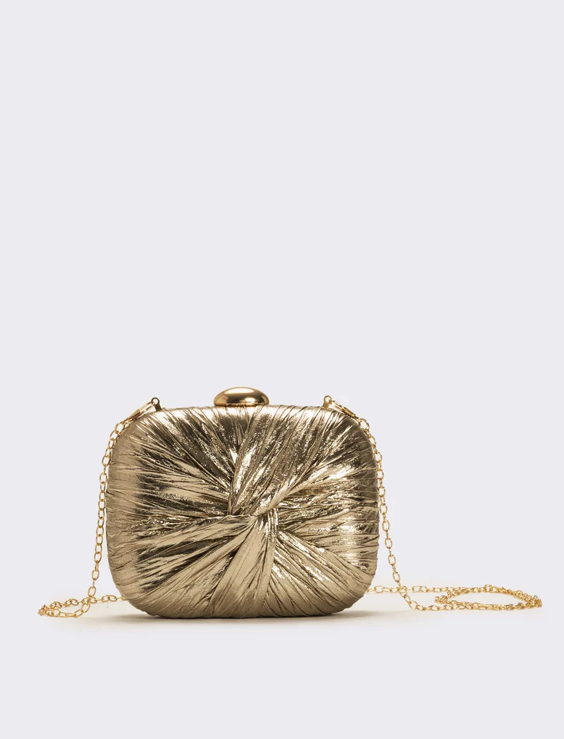 Borsa rigida con nodo laminata - Oro