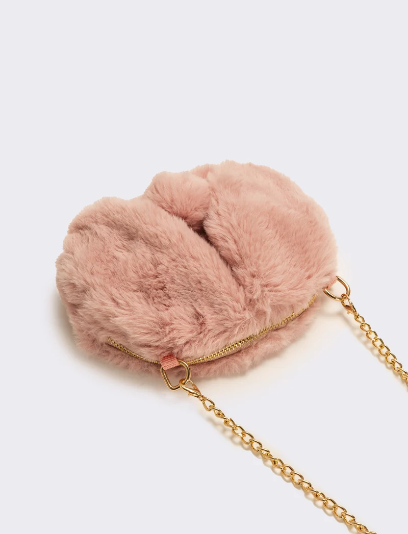 Borsa bambina finta pelliccia coniglietto - Rosa