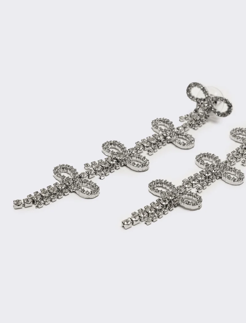 Orecchini fiocchi in strass - Argento