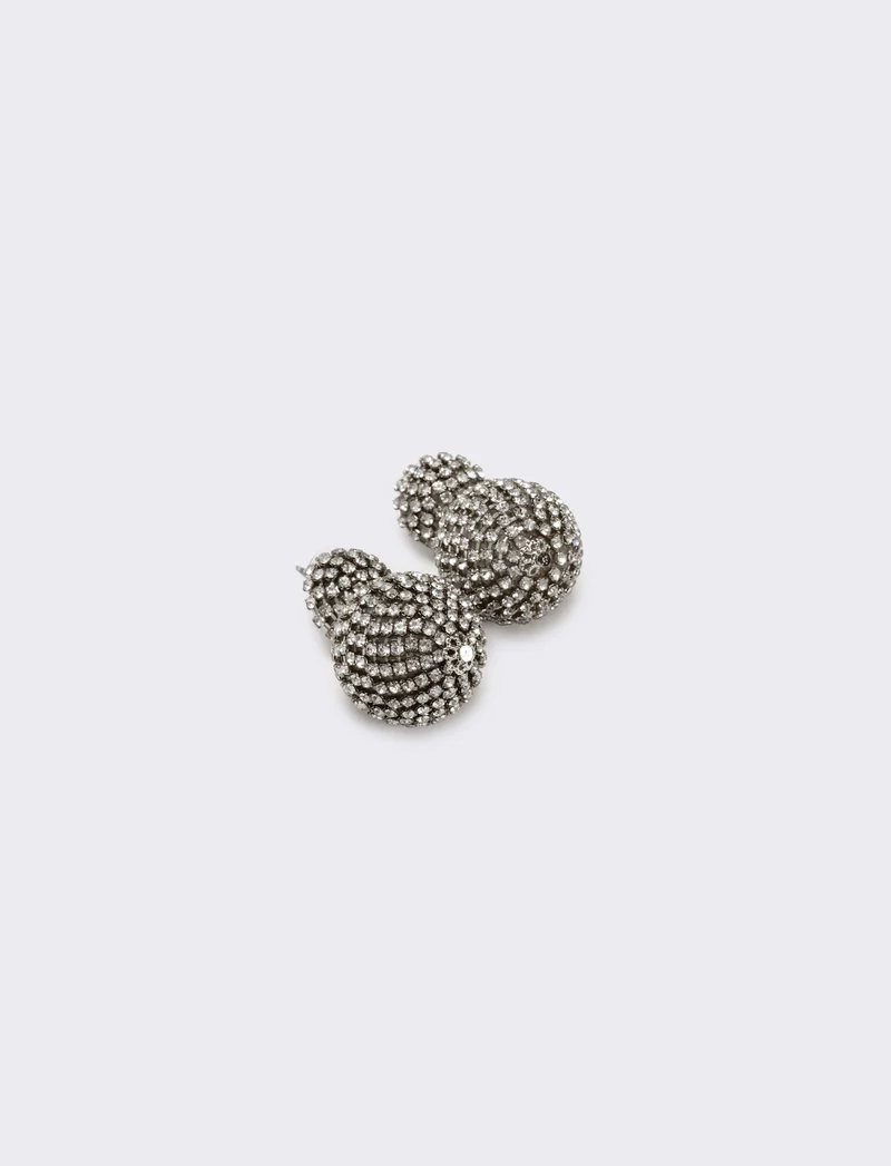 Orecchino doppia sfera con strass - canna di fucile
