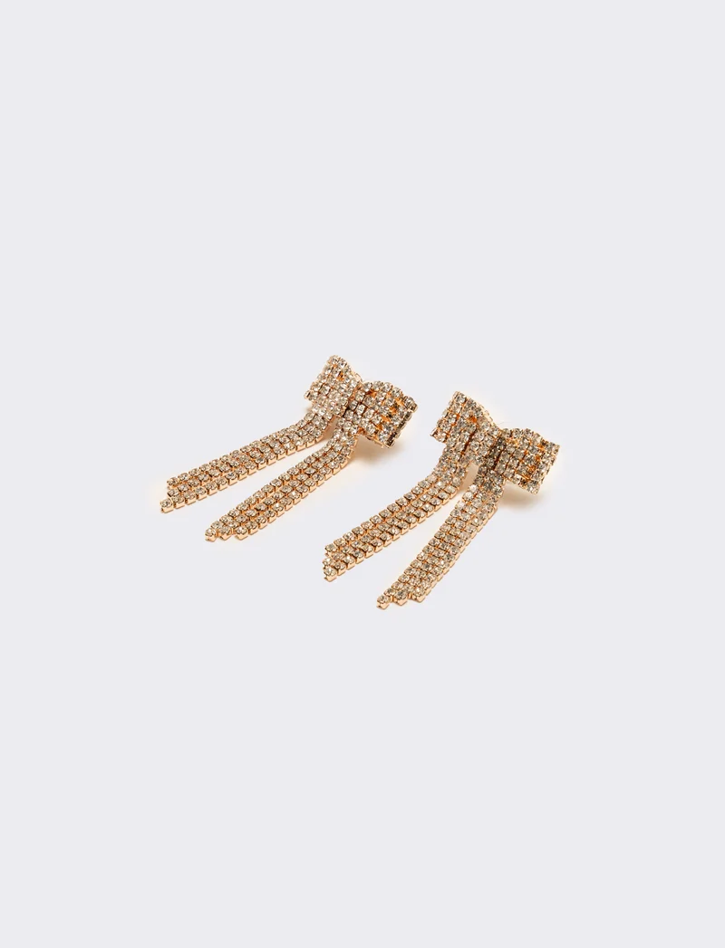 Orecchini fiocchi e strass - Oro rosa