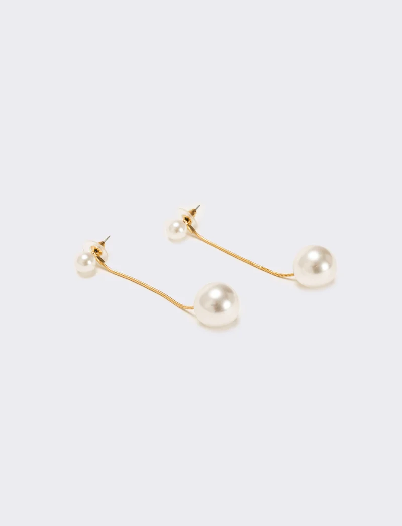 Orecchini lunghi con perle - Oro
