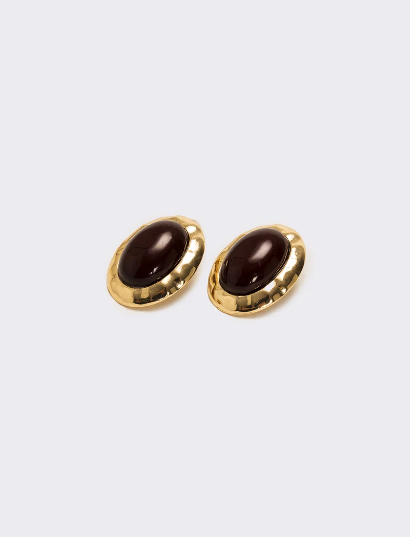 Orecchini bottoni con clips - Bordeaux
