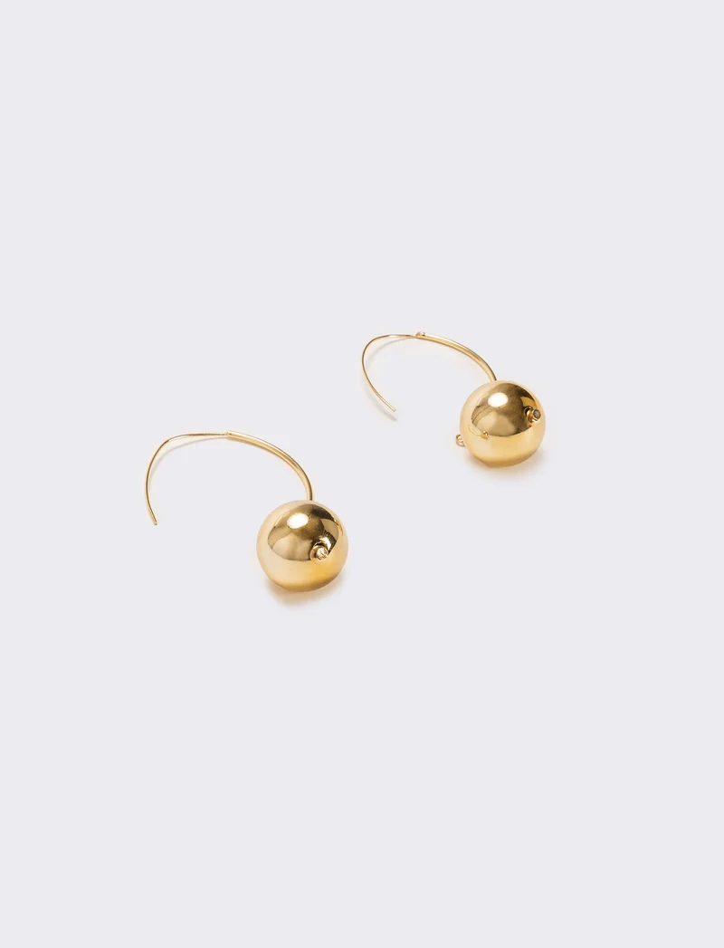 Orecchini cerchi con pendente e pallina - Oro