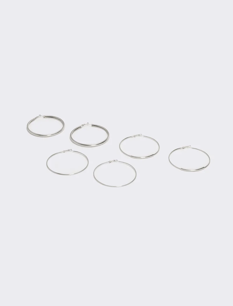 Orecchini 3 pezzi cerchi grandi - Argento