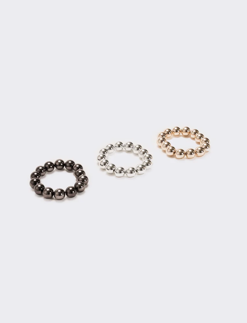 Card 3 bracciali perle metal - Multicolore