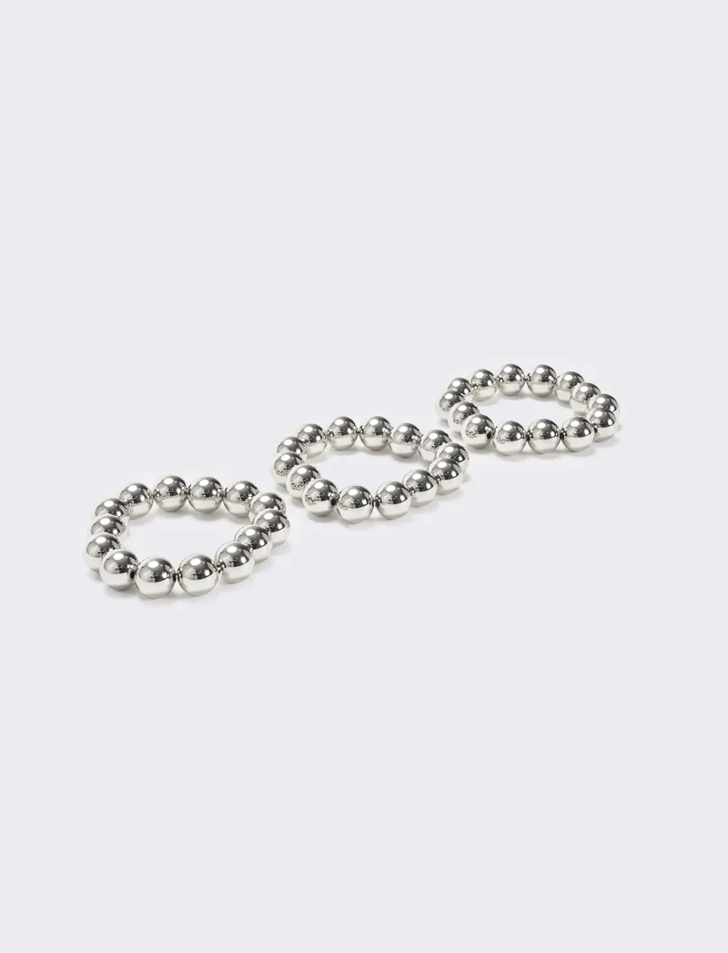 Card 3 bracciali perle metal - Argento