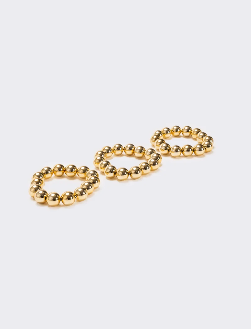Card 3 bracciali perle metal - Oro