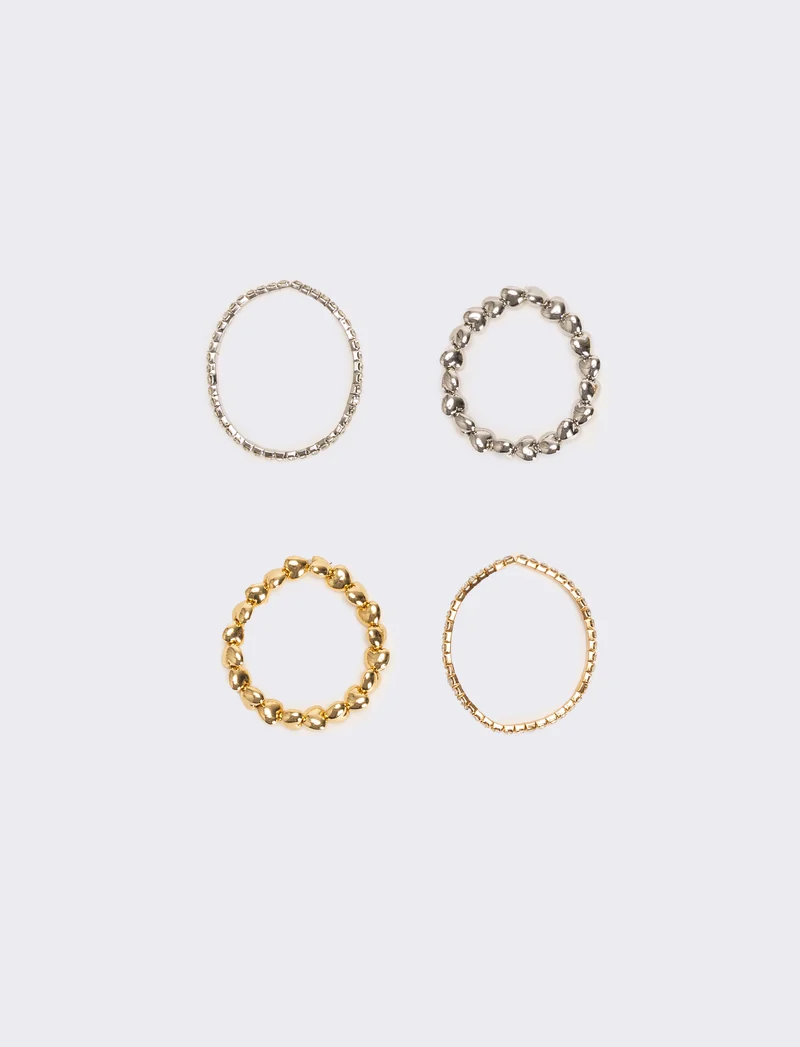 4 bracciali elastici con strass - Argento