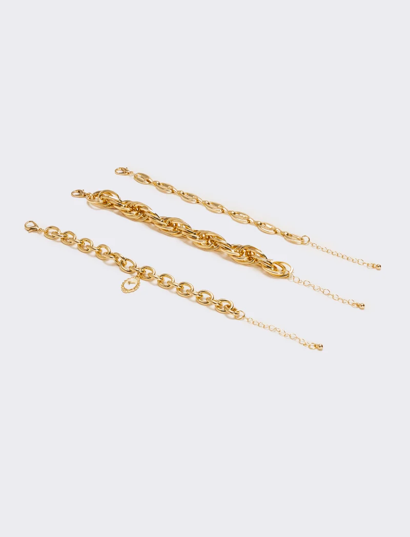 Card 3 bracciali varie catene - Oro