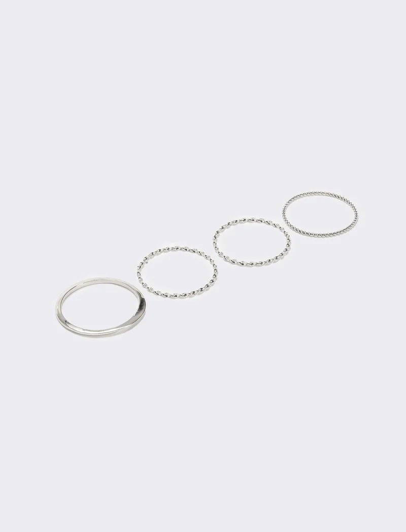 Card 4 bracciali a spirale e liscio - Argento