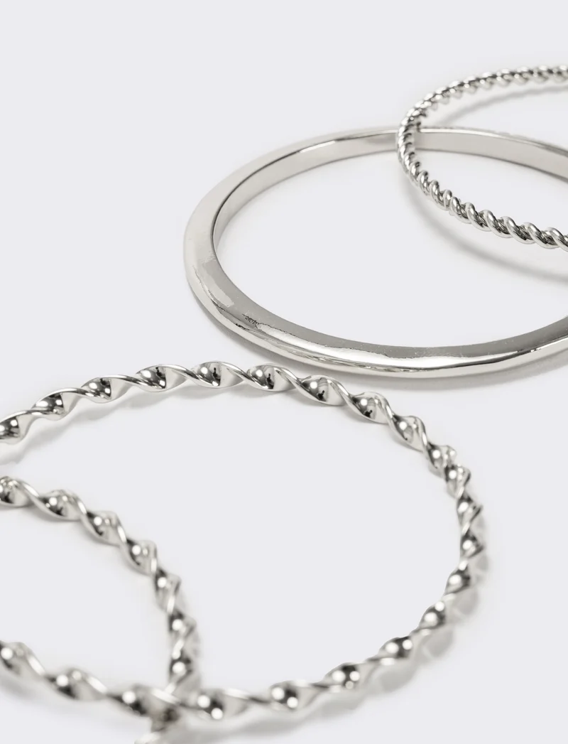 Card 4 bracciali a spirale e liscio - Argento