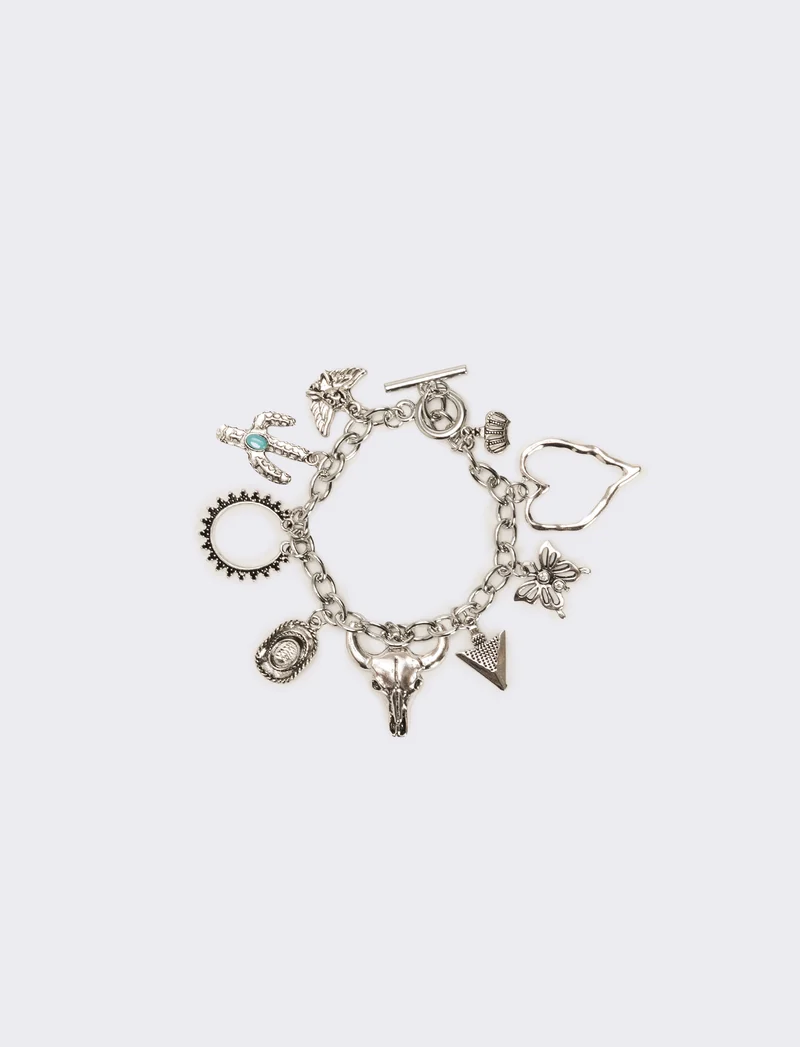 Bracciale con ciondoli rodeo - Argento