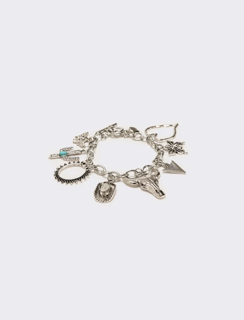 Bracciale con ciondoli rodeo - Argento
