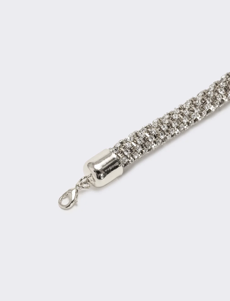Bracciale tubolare strass - Argento