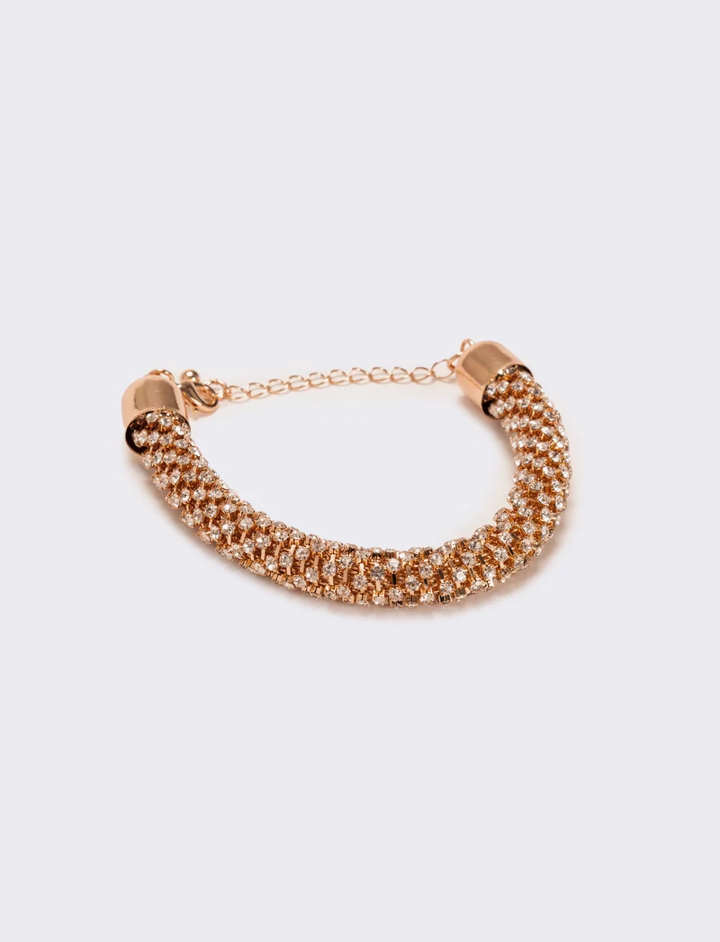 Bracciale tubolare strass - Oro rosa