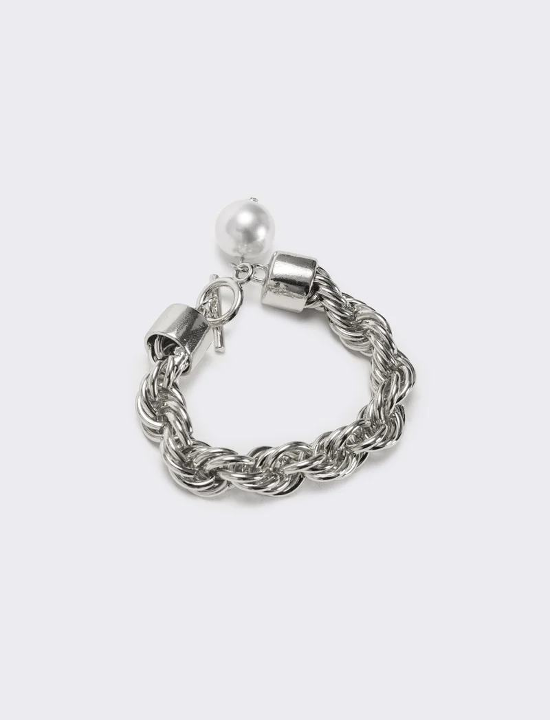 Bracciale torciglione con perla - Argento