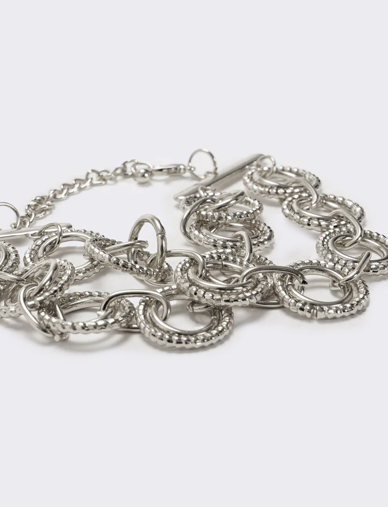 Bracciale doppio filo con cerchi - Argento
