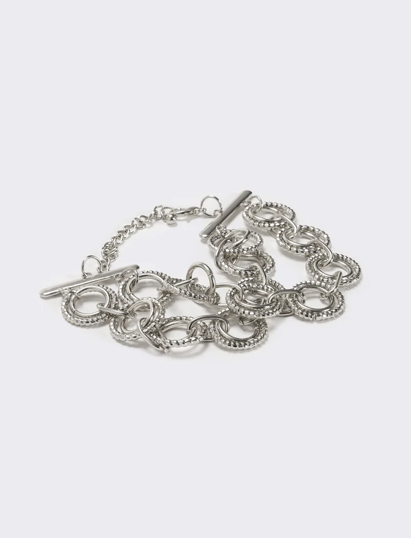 Bracciale doppio filo con cerchi - Argento