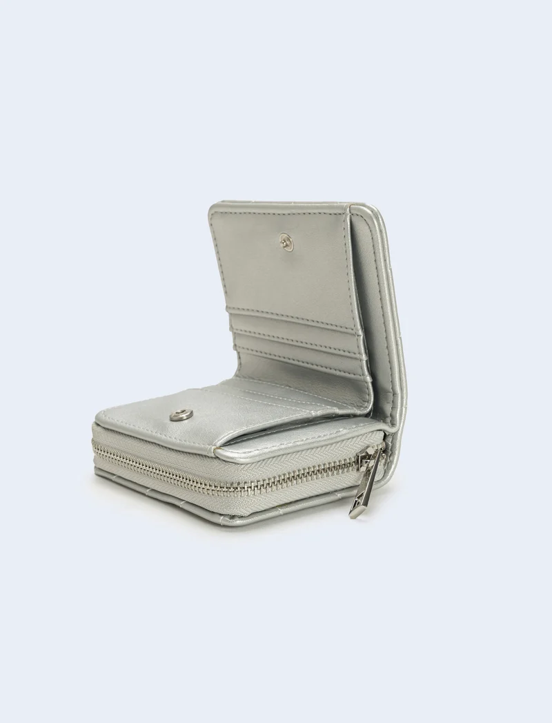 Portafogli con stelline laminato - Argento