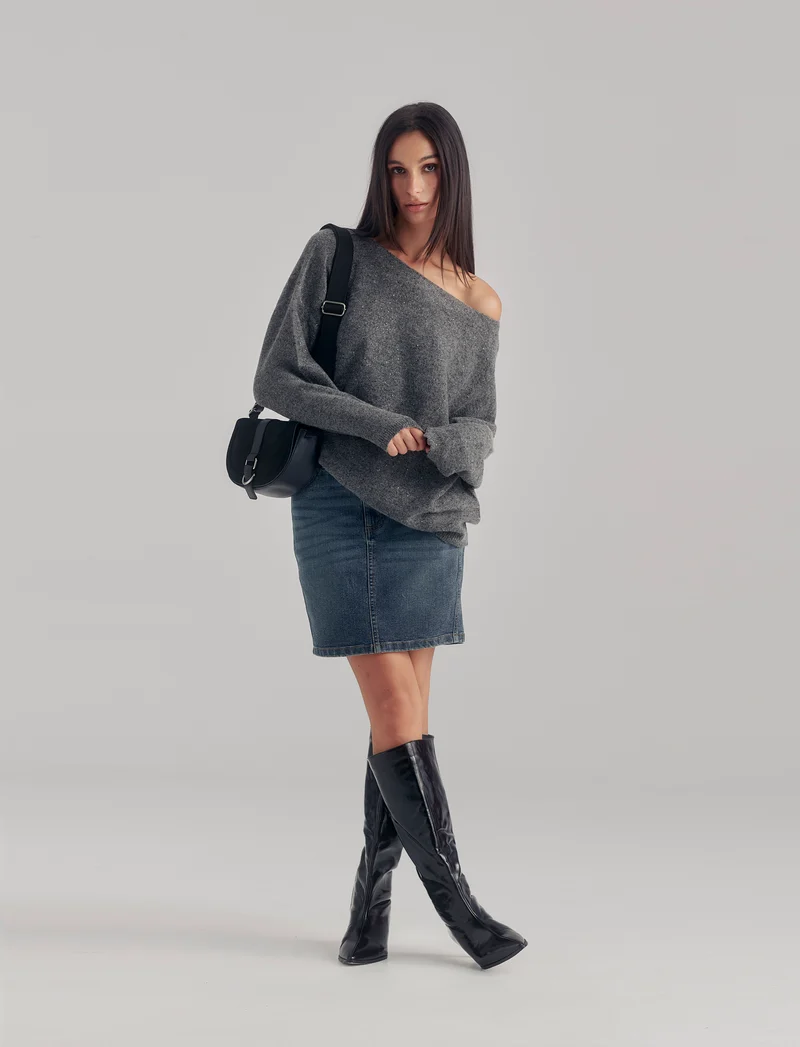 PULLOVER CON PAILLETES - Grigio mel.