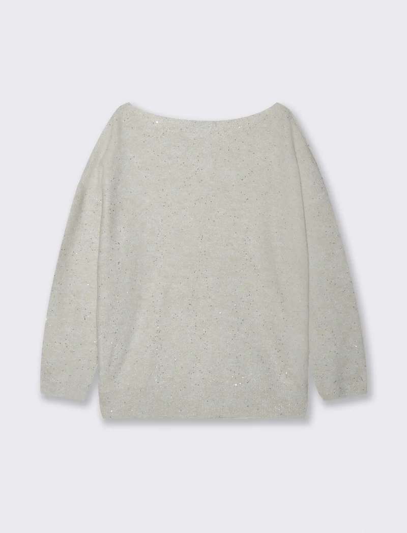 PULLOVER CON PAILLETES - Avorio