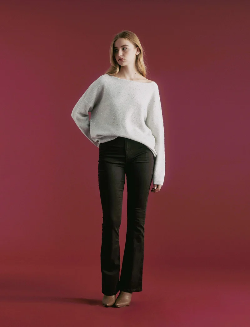 PULLOVER CON PAILLETES - Avorio