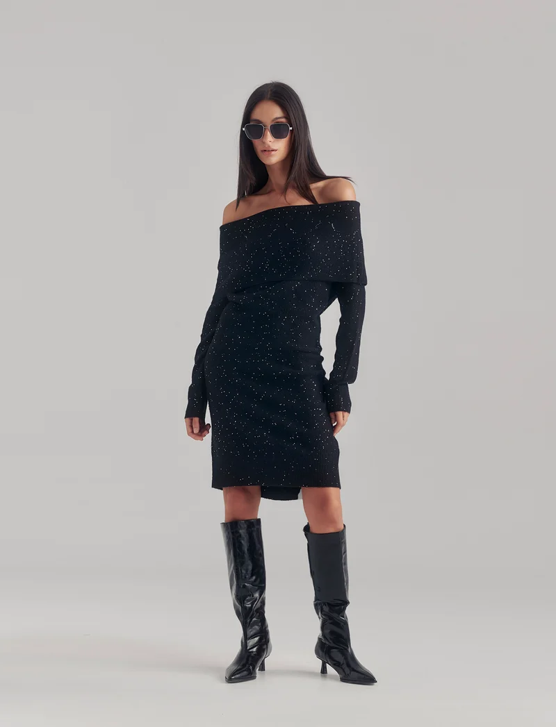 VESTITO OFF SHOULDER - Nero