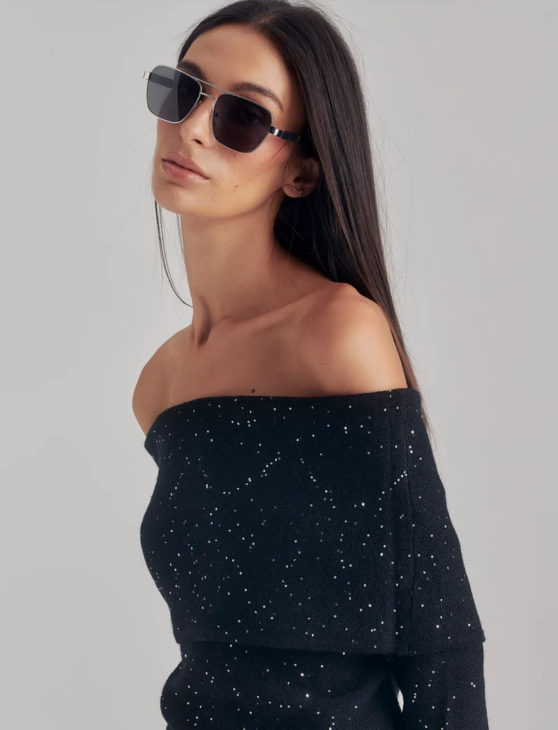 VESTITO OFF SHOULDER - Nero