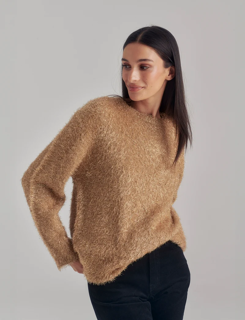 PULLOVER CON FIBRA METALLIZZATA - Oro
