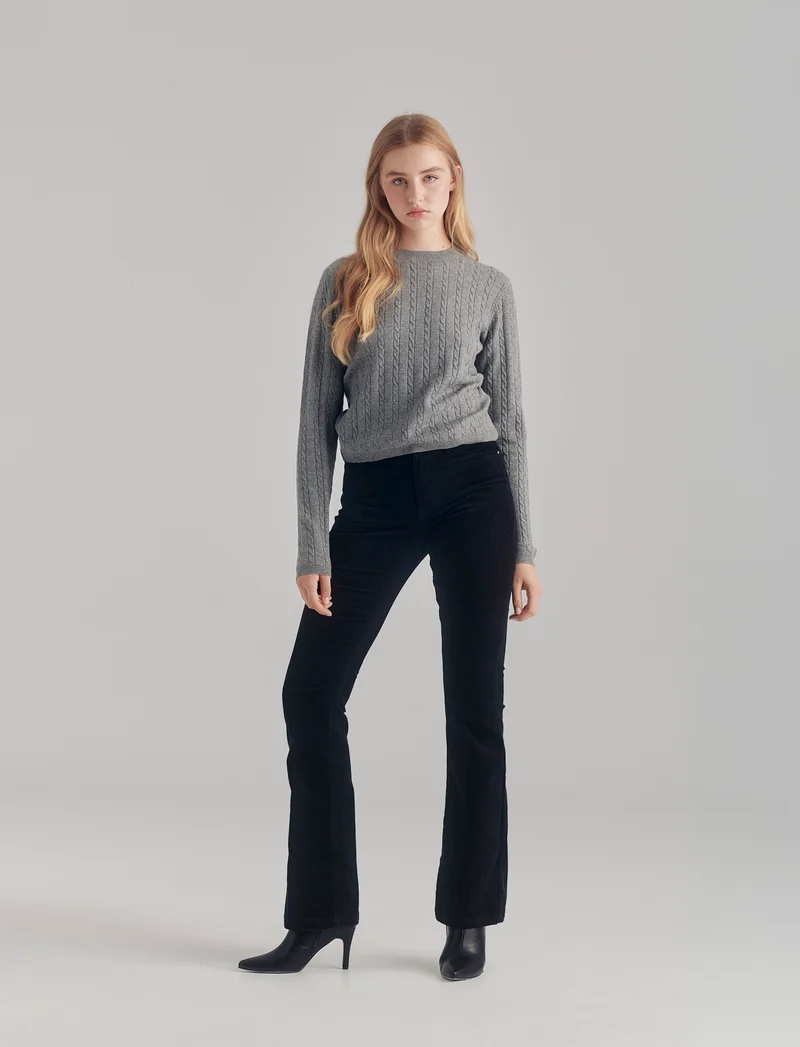 PULLOVER A TRECCE - Grigio melange