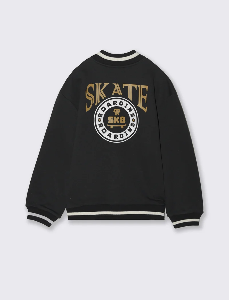 Felpa modello varsity skull. - Nero