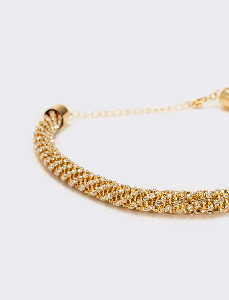 Collana tubolare strass - Oro