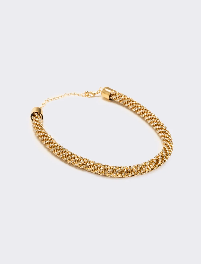 Collana tubolare strass - Oro